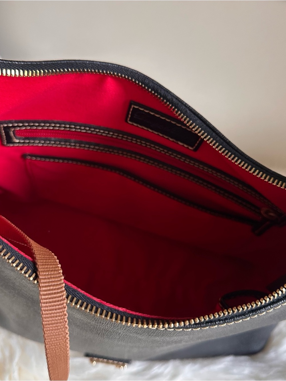 Dooney & Bourke Black Saffiano Leather Shoulder Hobo with Gold Accent - Picture 11 of 13